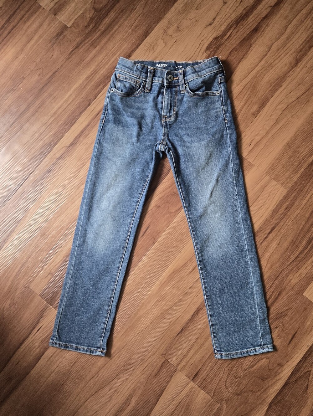 Classic Straight-Leg Old Navy Mid wash Blue Jeans Slim 7 EUC